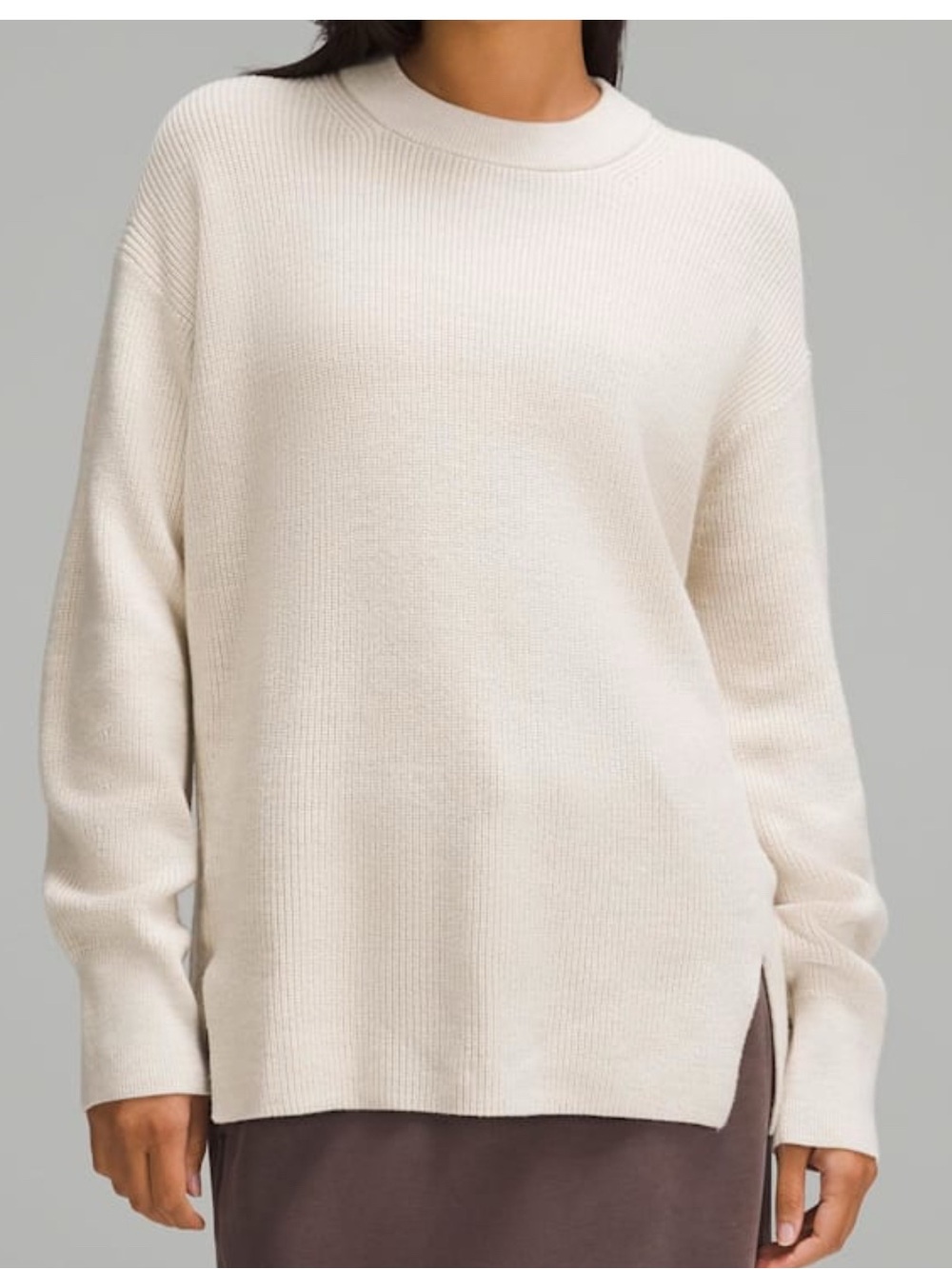 lululemon Merino Wool-Blend Ribbed Crewneck Sweater Size 4-cream